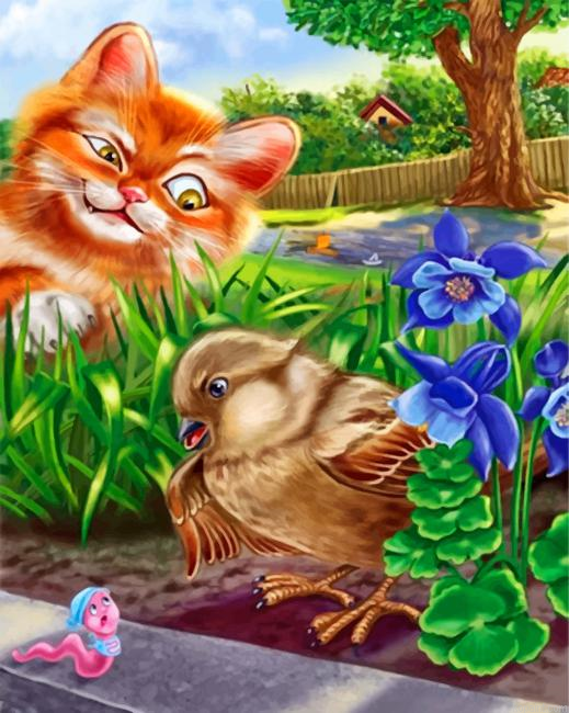 Cat And Bird Painting By Numberss.png