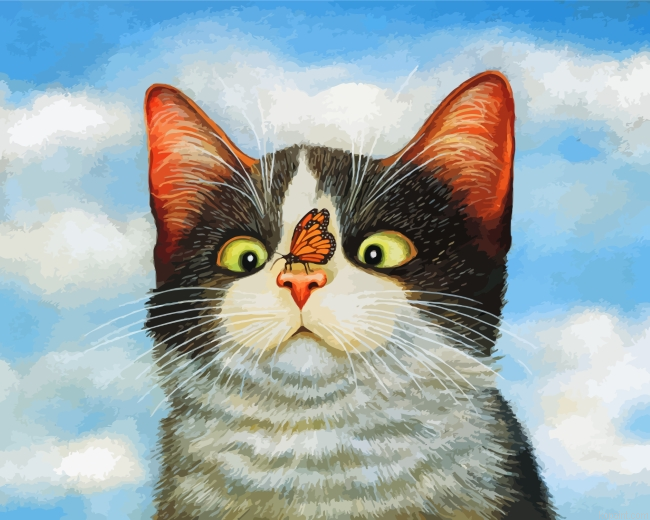 Cat And Butterfly Painting By Numberss.png
