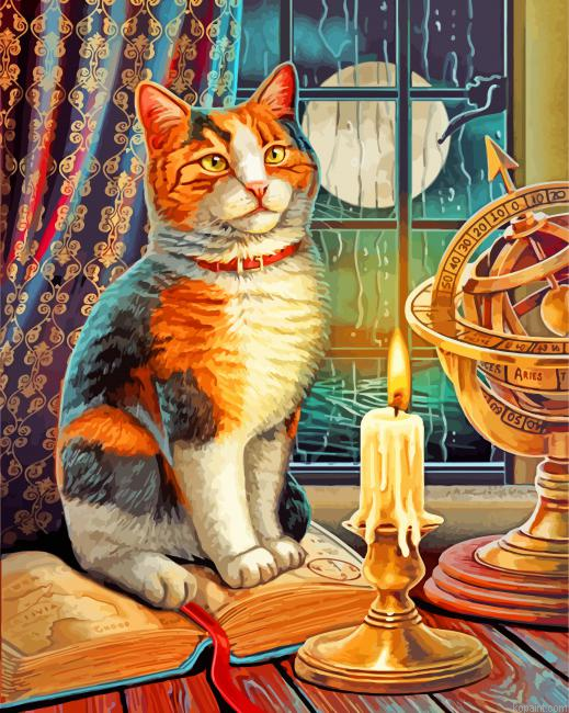 Cat And Candle Painting By Numberss.png