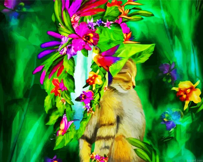 Cat And Hummingbird Painting By Numberss.png