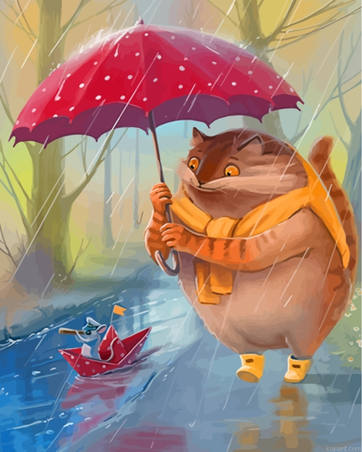 Cat And Mouse In Rain Painting By Numberss.png