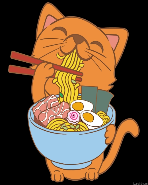 Cat Eating Ramen Painting By Numberss.png