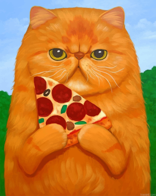 Cat Holding Pizza Painting By Numberss.png