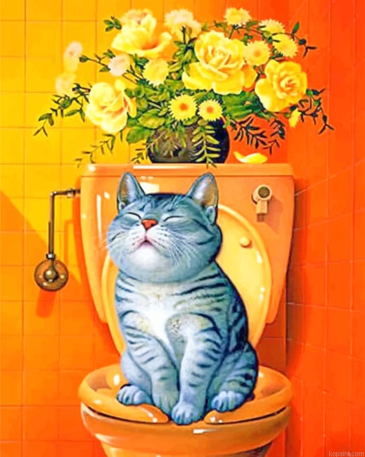 Cat In The Bathroom New Painting By Numberss.png