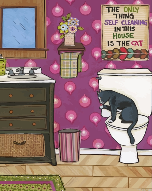 Cat In The Toilet Painting By Numberss.png