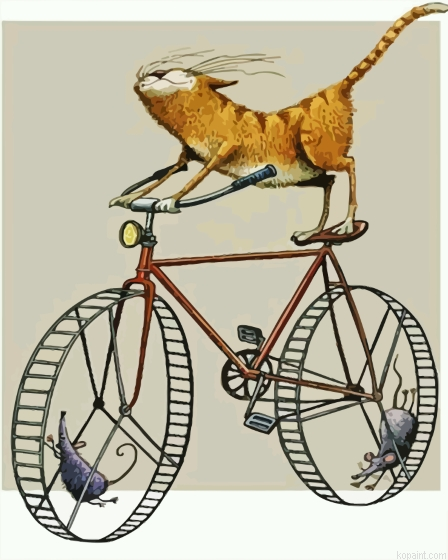 Cat On Bike Painting By Numberss.png