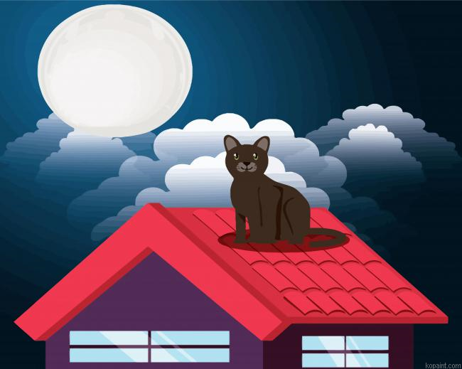 Cat On Roof Painting By Numberss.png