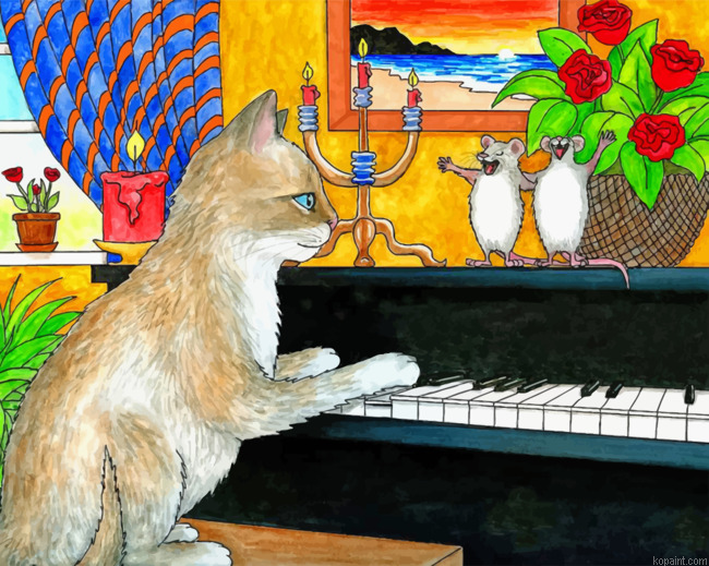 Cat Playing Piano Painting By Numberss.png