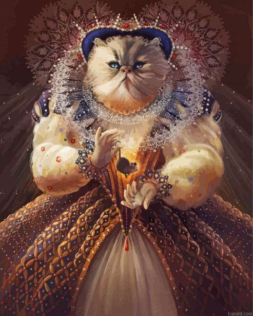 Cat Queen And Mouse Painting By Numberss.png