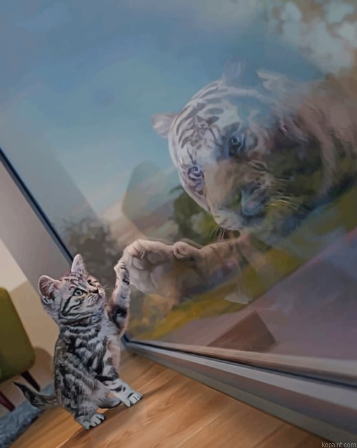 Cat Reflection New Painting By Numberss.png