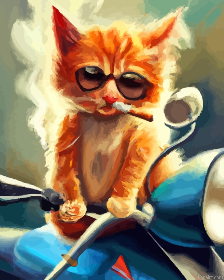 Cat Smoking Painting By Numberss.png