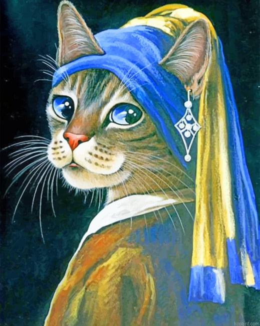 Cat With Pearl Earring Paint By Numbers