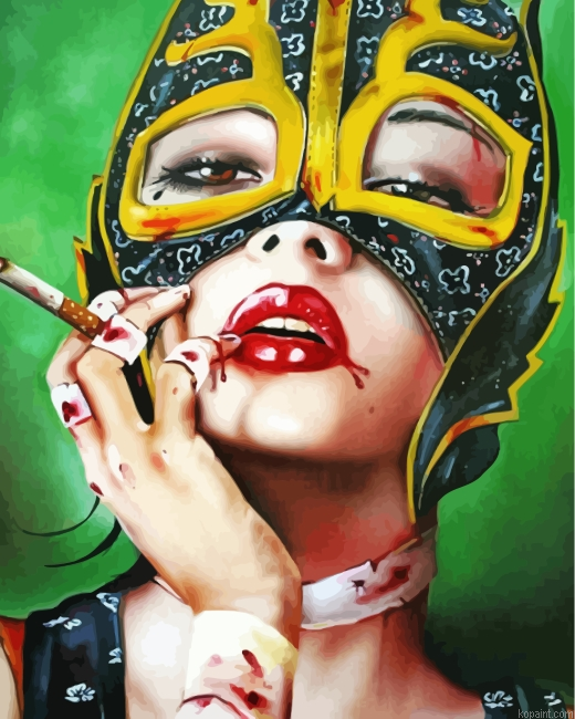 Cat Woman Smoking Painting By Numberss.png