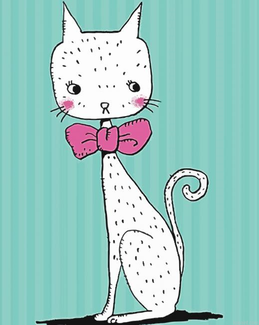 Cat Wth Ribbon Animation Painting By Numberss.png