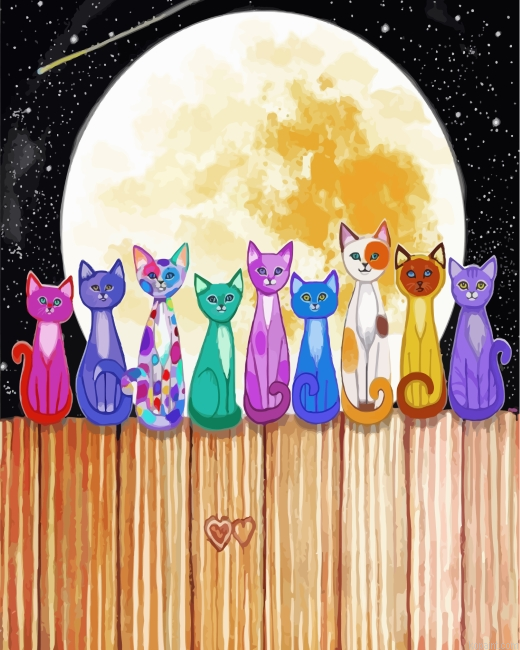 Cats In Full Moon Painting By Numberss.png
