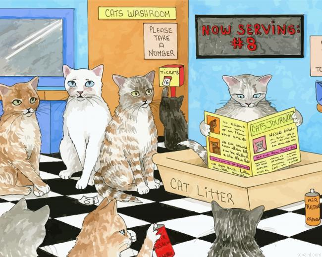 Cats In The Bathroom Paint By Numbers