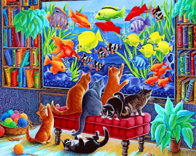 Cats Watching Fishes Paint By Numbers