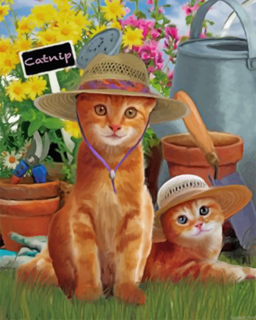 Cats Wearing Sunhats Painting By Numberss.png