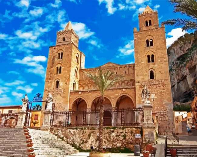 Cefalu Cathedral Sicilia Painting By Numberss.png