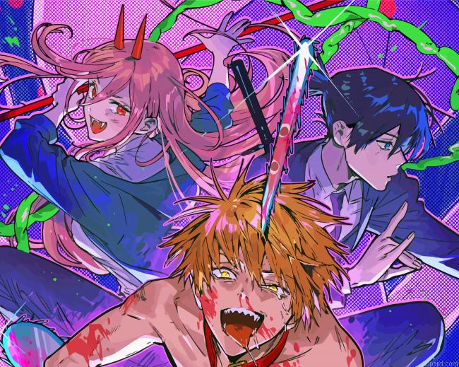 Chainsaw Man Anime Characters Painting By Numberss.png