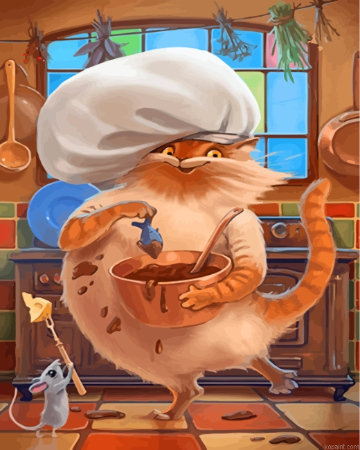 Chef Cat Painting By Numberss.png