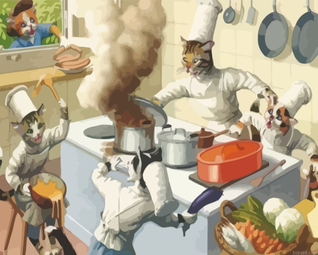 Chef Cats Cooking Paint By Numbers