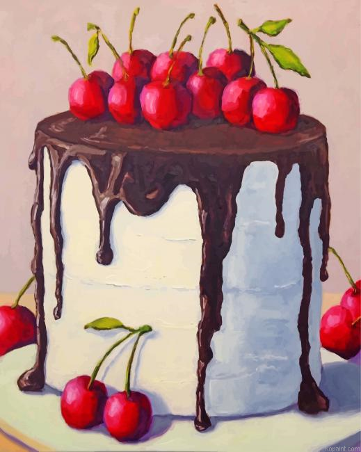 Cherry Chocolate Cake Painting By Numberss.png
