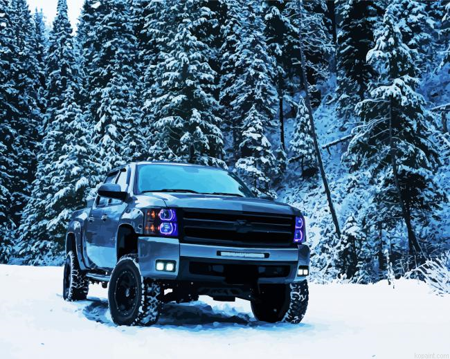Chevy In Snow Painting By Numberss.png