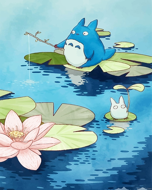 Chibi Totoro Fishing New Painting By Numberss.png