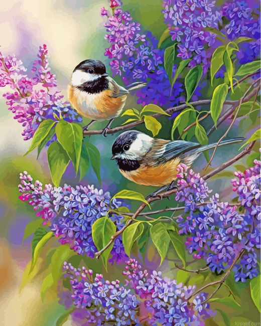 Chickadees And Lilacs Painting By Numberss.png