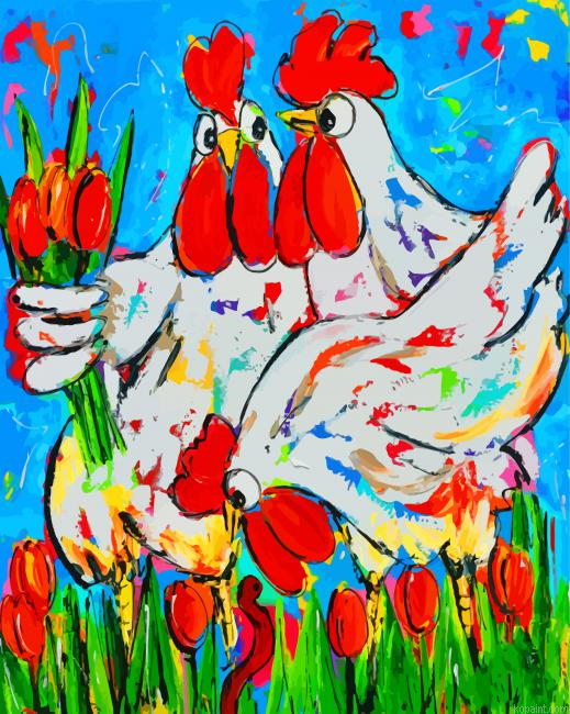 Chickens Art Painting By Numberss.png