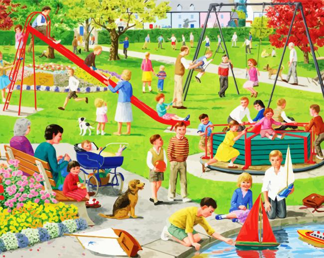 Children At Playground Painting By Numberss.png