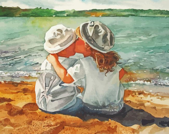 Children At The Seaside Art Painting By Numberss.png