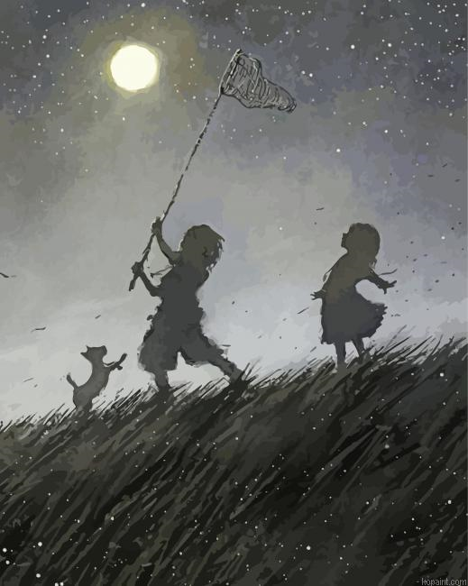Children Catching The Moon Paint By Numbers
