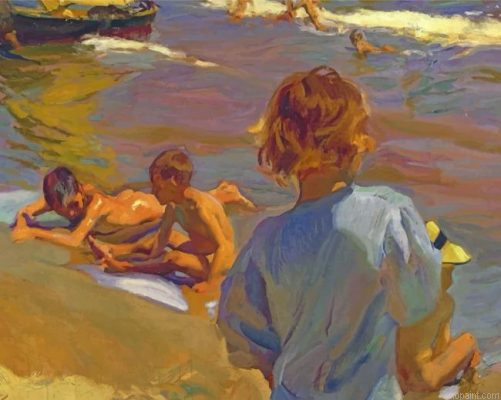 Children On The Beach Painting By Numberss.png