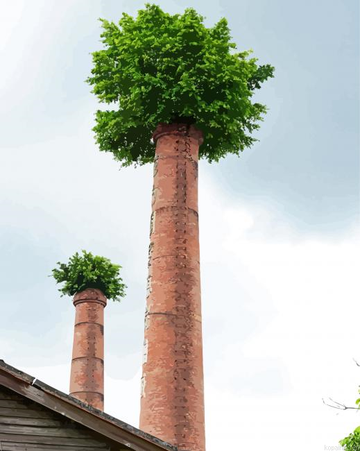 Chimney Reclaiming Nature Painting By Numberss.png