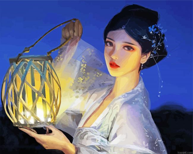 Chinese Girl With Lantern Painting By Numberss.png