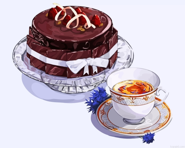 Chocolate Cake And Coffee Painting By Numberss.png