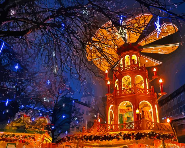 Christkindlesmarkt Christmas Market Light Paint By Numbers