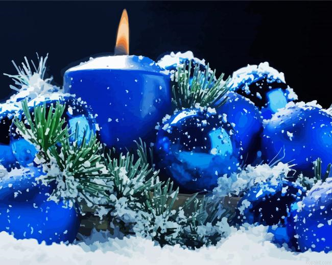 Christmas Blue Candle Painting By Numberss.png