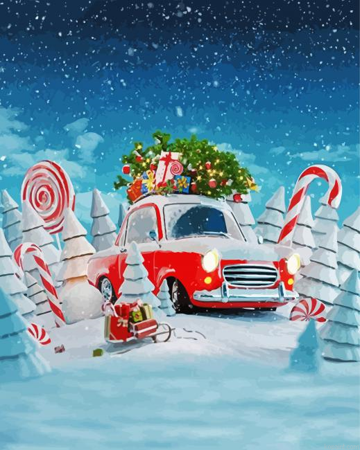 Christmas Car Painting By Numberss.png