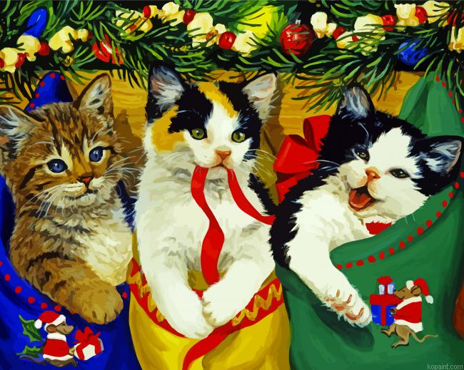 Christmas Cats Paint By Numbers