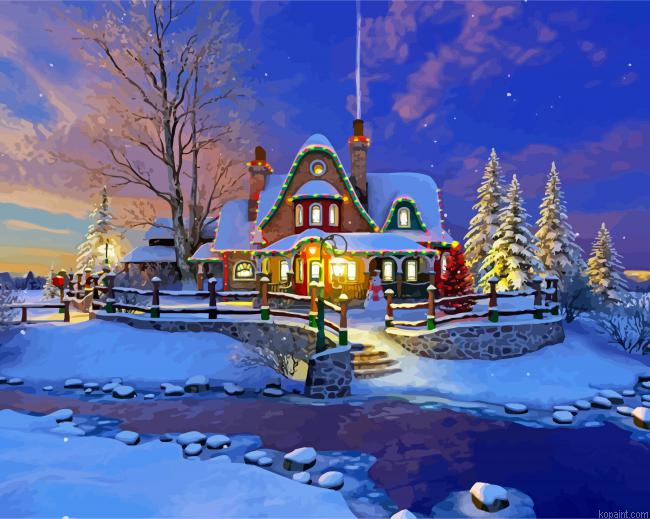 Christmas House Decoration Paint By Numbers