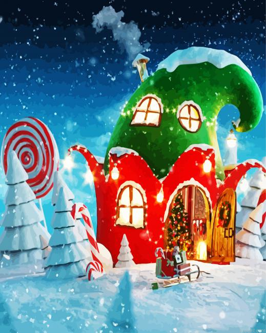 Christmas House Painting By Numberss.png