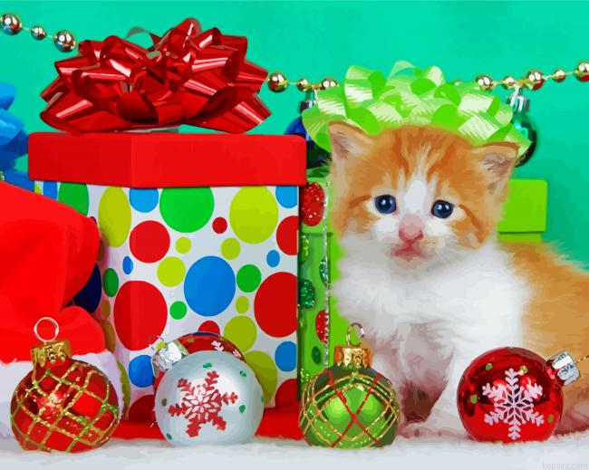 Christmas Kitten Painting By Numberss.png