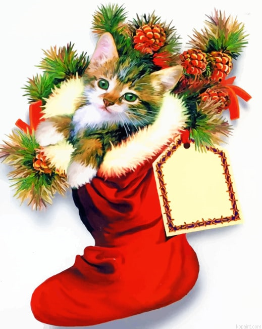 Christmas Kitty Animals Painting By Numberss.png