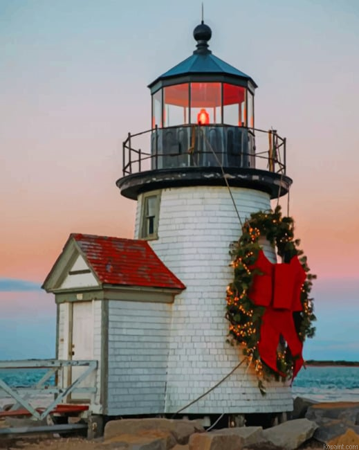 Christmas Lighthouse New Painting By Numberss.png