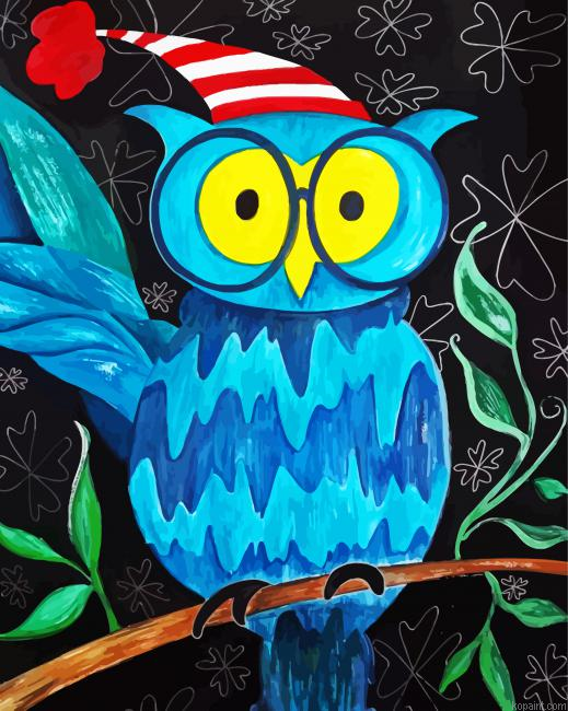 Christmas Mystic Blue Owl Painting By Numberss.png