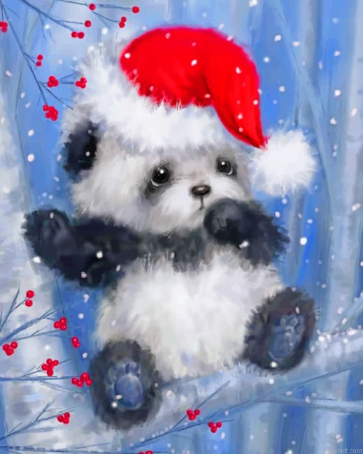 Christmas Panda Animals Painting By Numberss.png