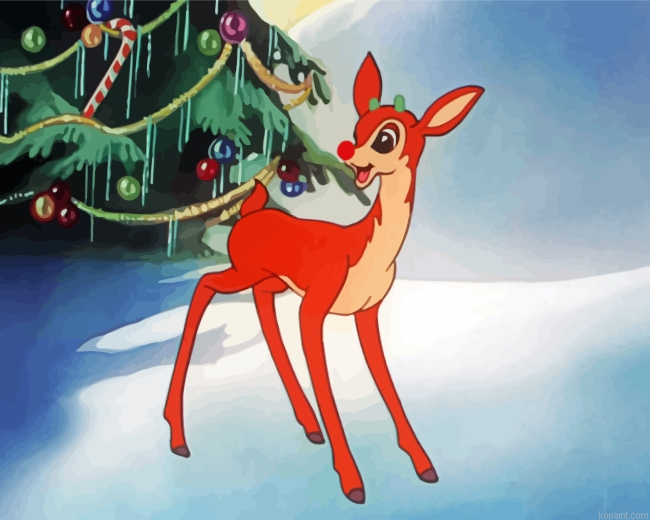 Christmas Rudolph Cartoon Painting By Numberss.png